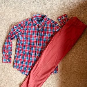 Ralph Lauren Polo Boys Dress Shirt and Pants Outfit